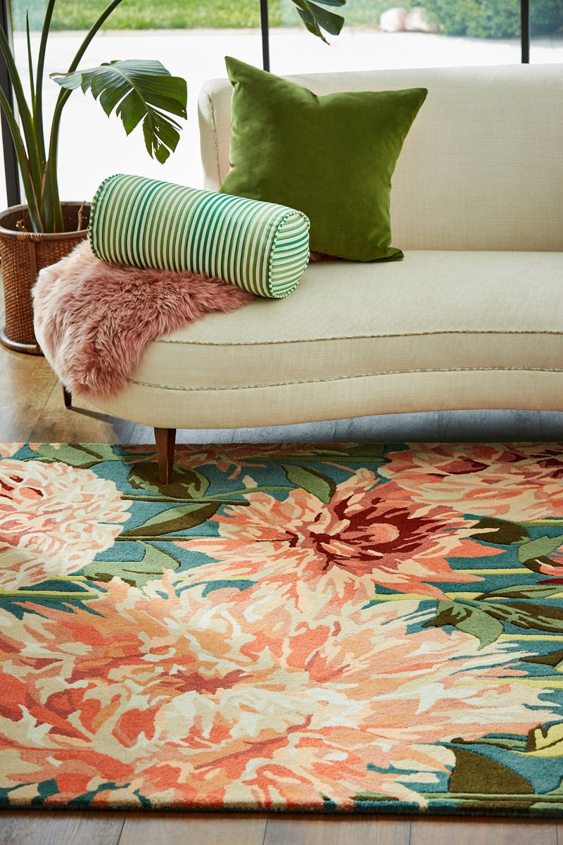 Tapis Dahlia Corail / Nature | Taille: 140 x 200 cm