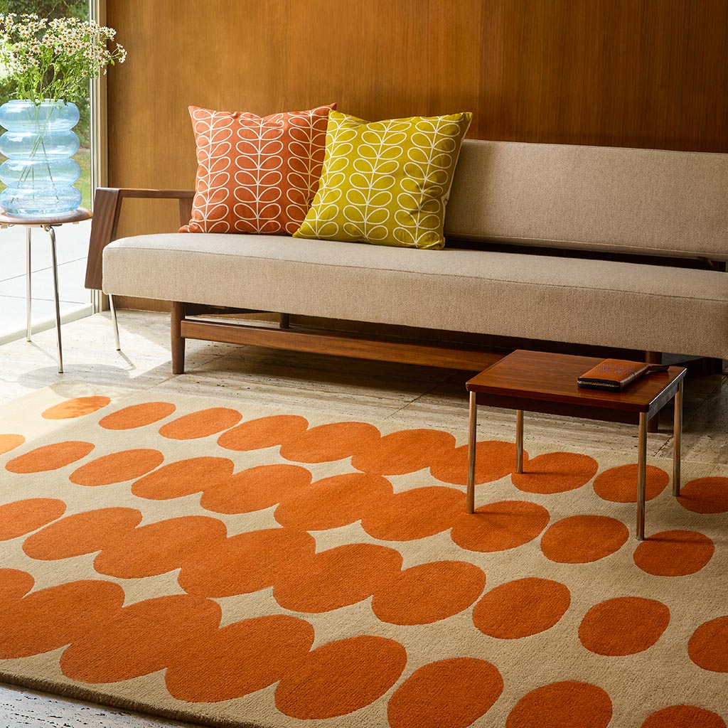 Optical Oval Orange / Sand Tapis | Taille: 250 × 350 cm
