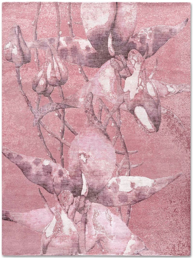 Tapis noué main Orchidée