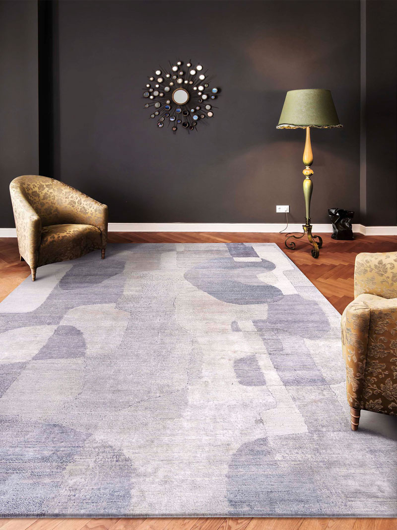 Tapis de luxe Argent Bleu