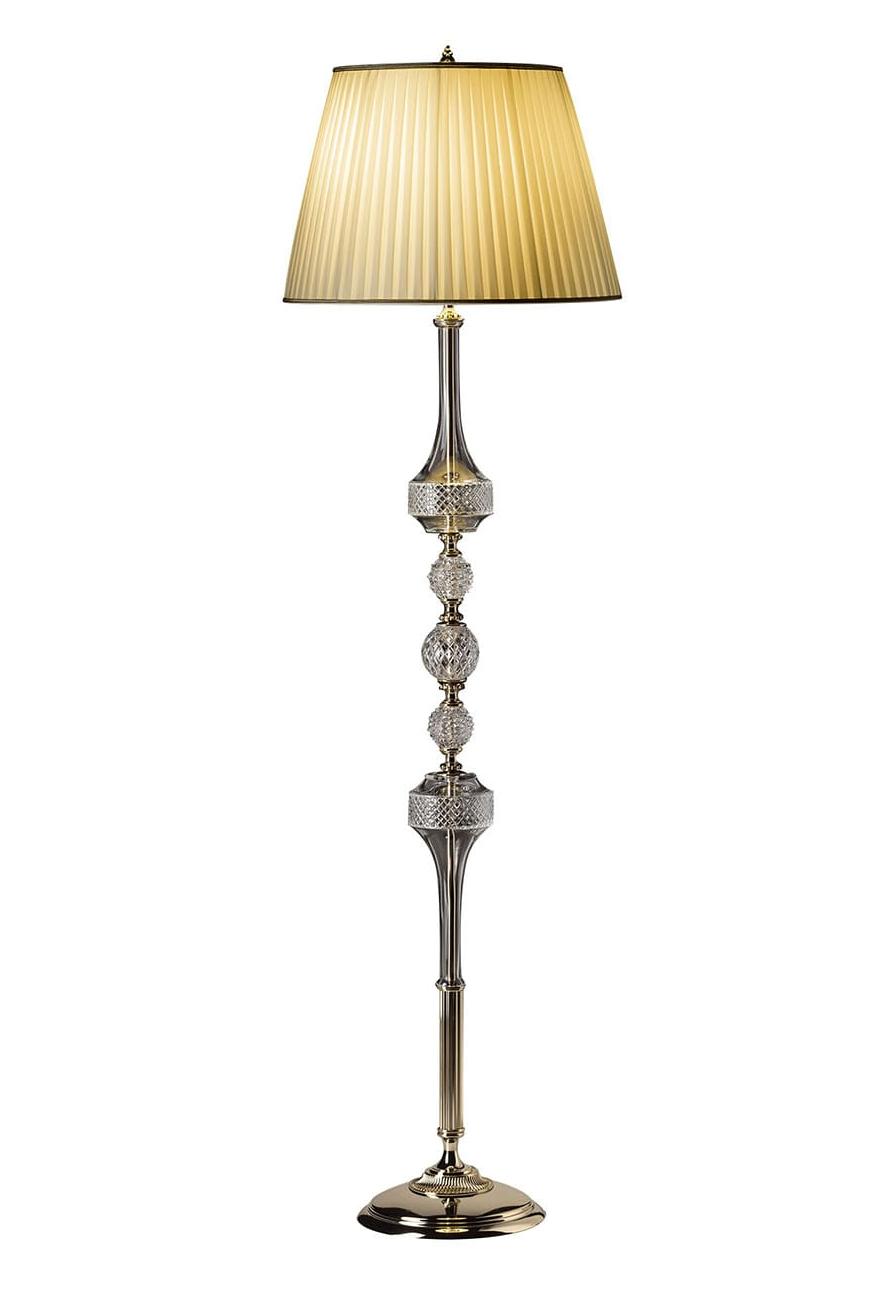 Lampadaire en Cristal avec Abat-Jour Ivoire Conique