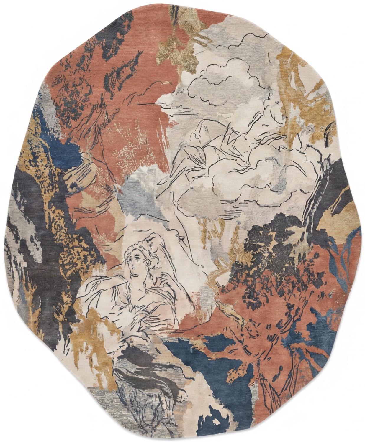 Tapis artisanal Stone Medallion Round | Taille: 240 × 340 cm