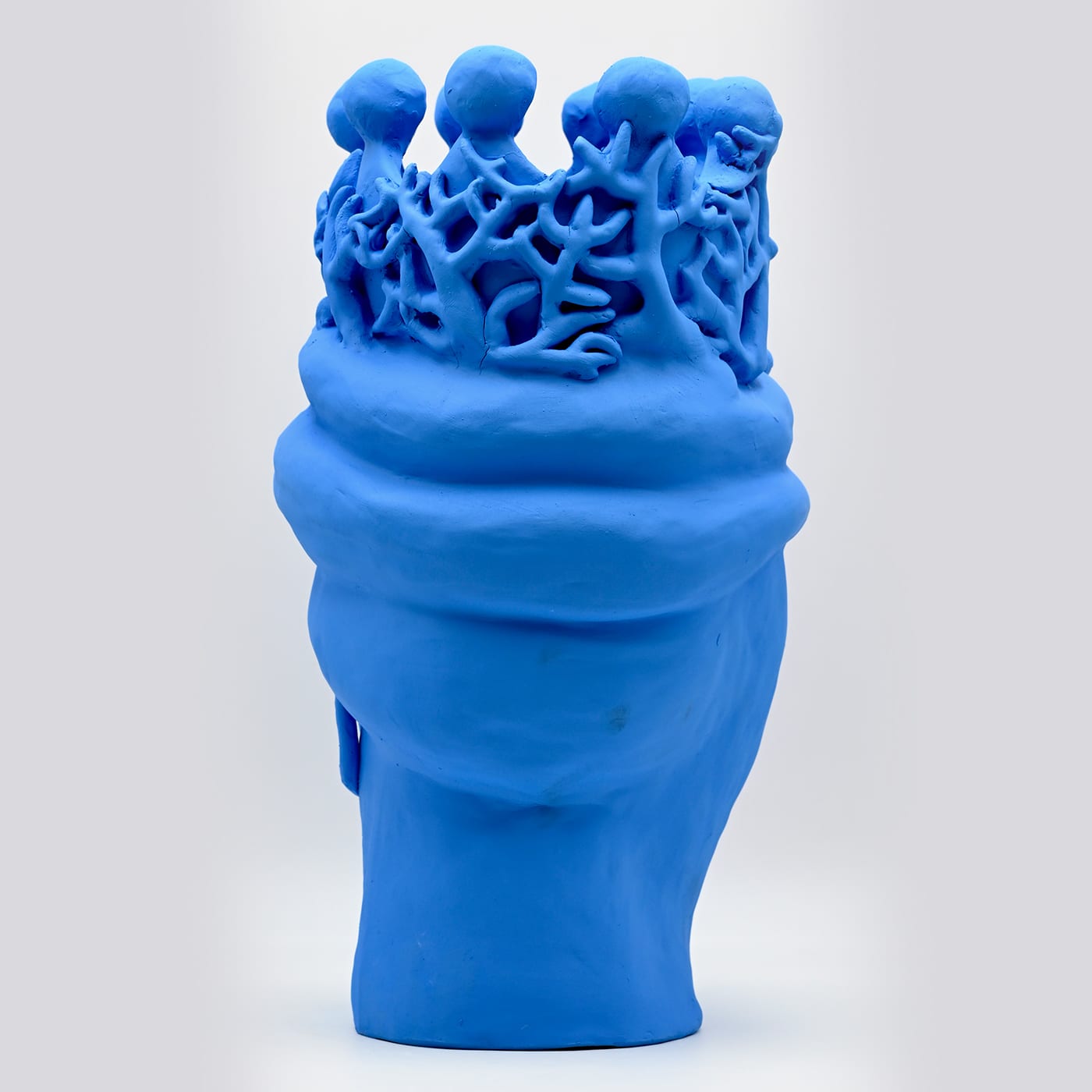 Sculpture Tête De Maure Bleu Clair Artisanale