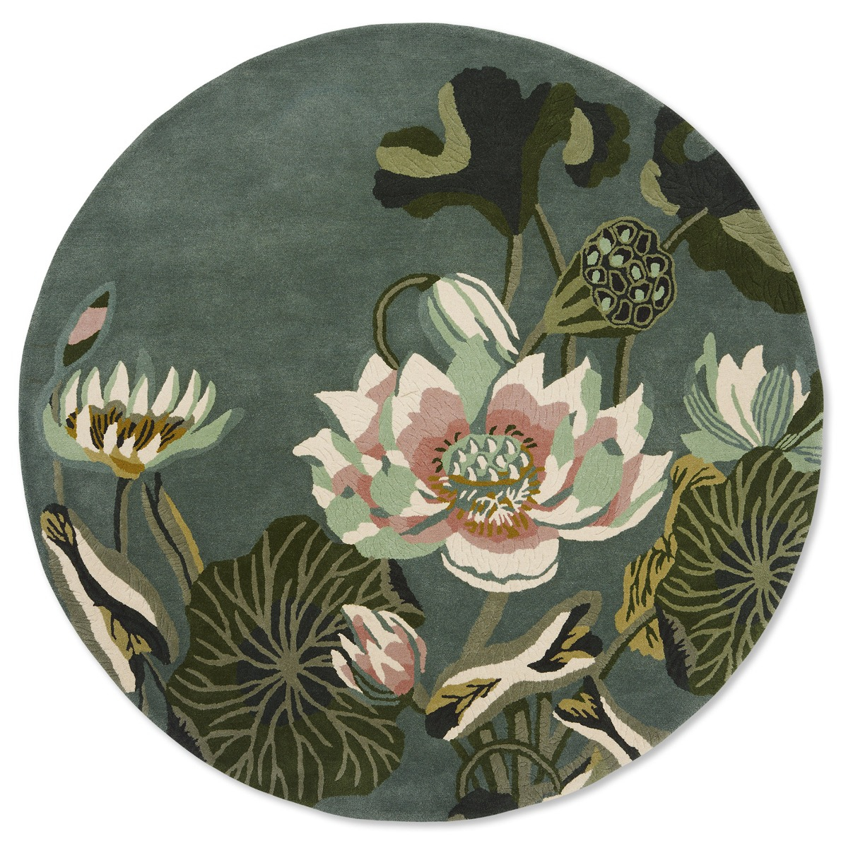 Tapis rond Waterlily Étang de Minuit