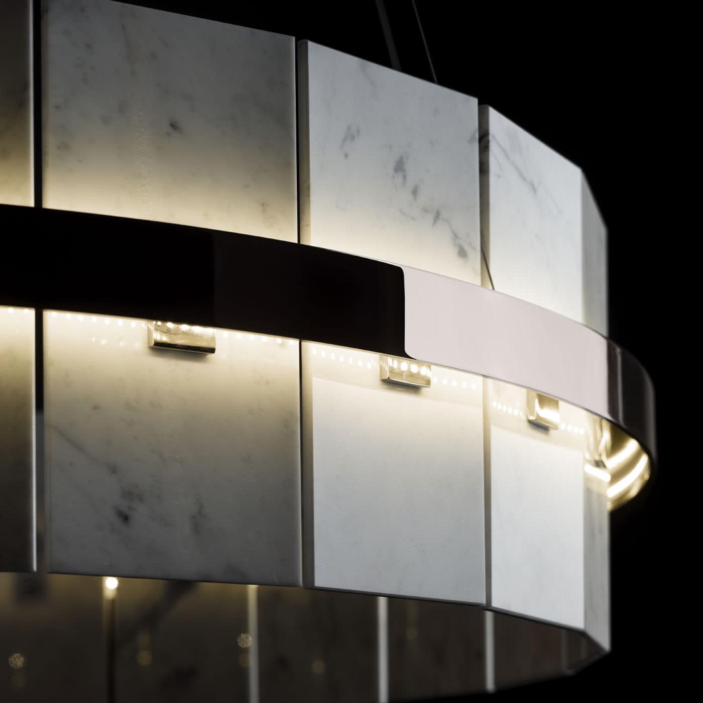 Lustre Rond avec Plaques en Marbre de Carrare