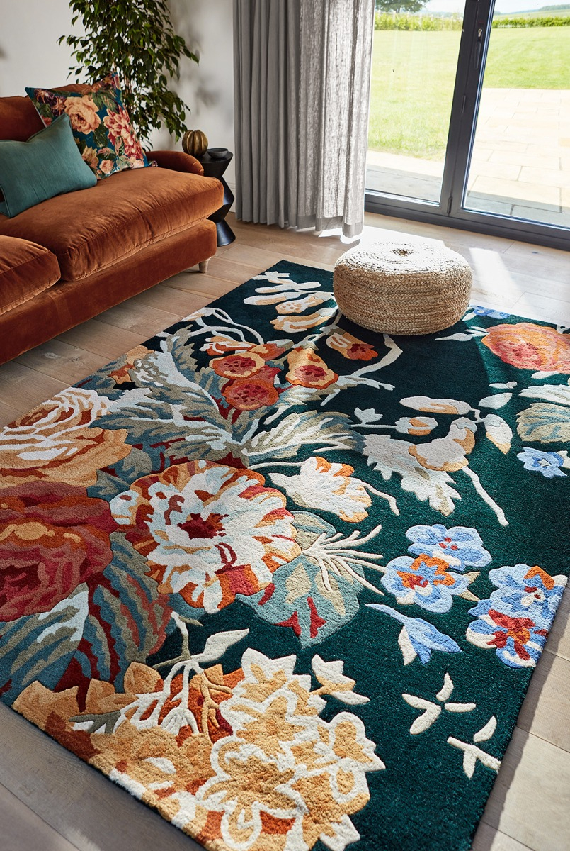 Tapis Stapleton Park Bleu Marine / Orange Brûlé
