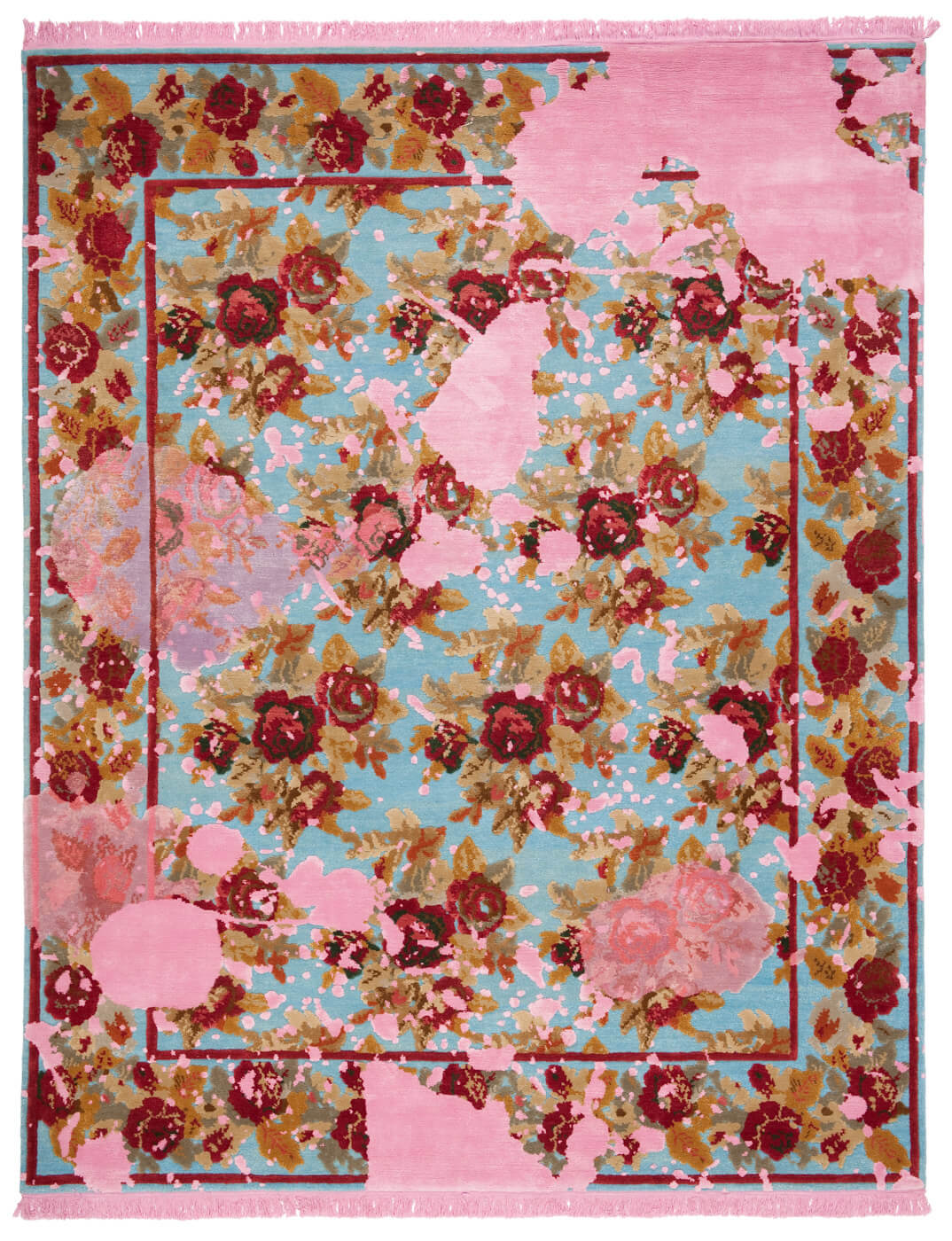 Tapis Karabagh Éclaboussé Bleu Rose