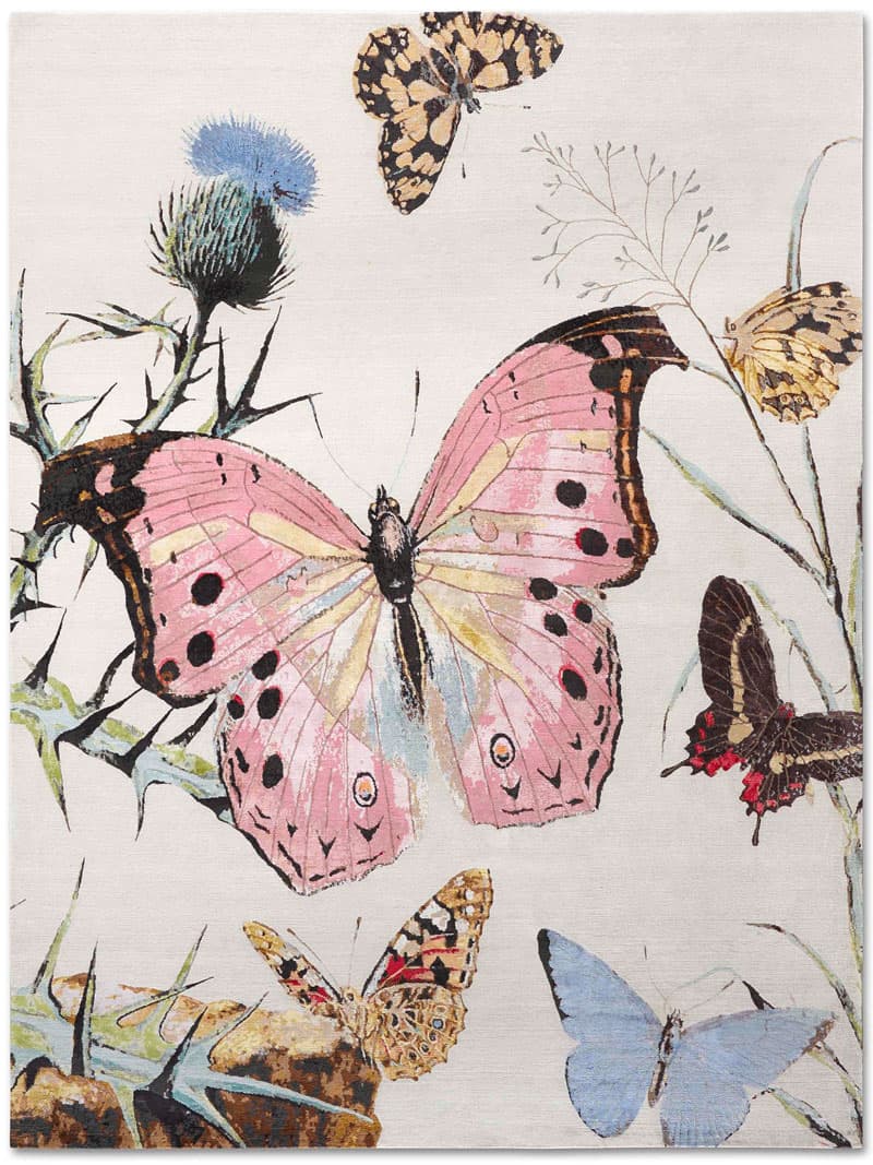 Tapis Papillon No. 01 Original sur Gris/Blanc | Taille: 305 x 427 cm