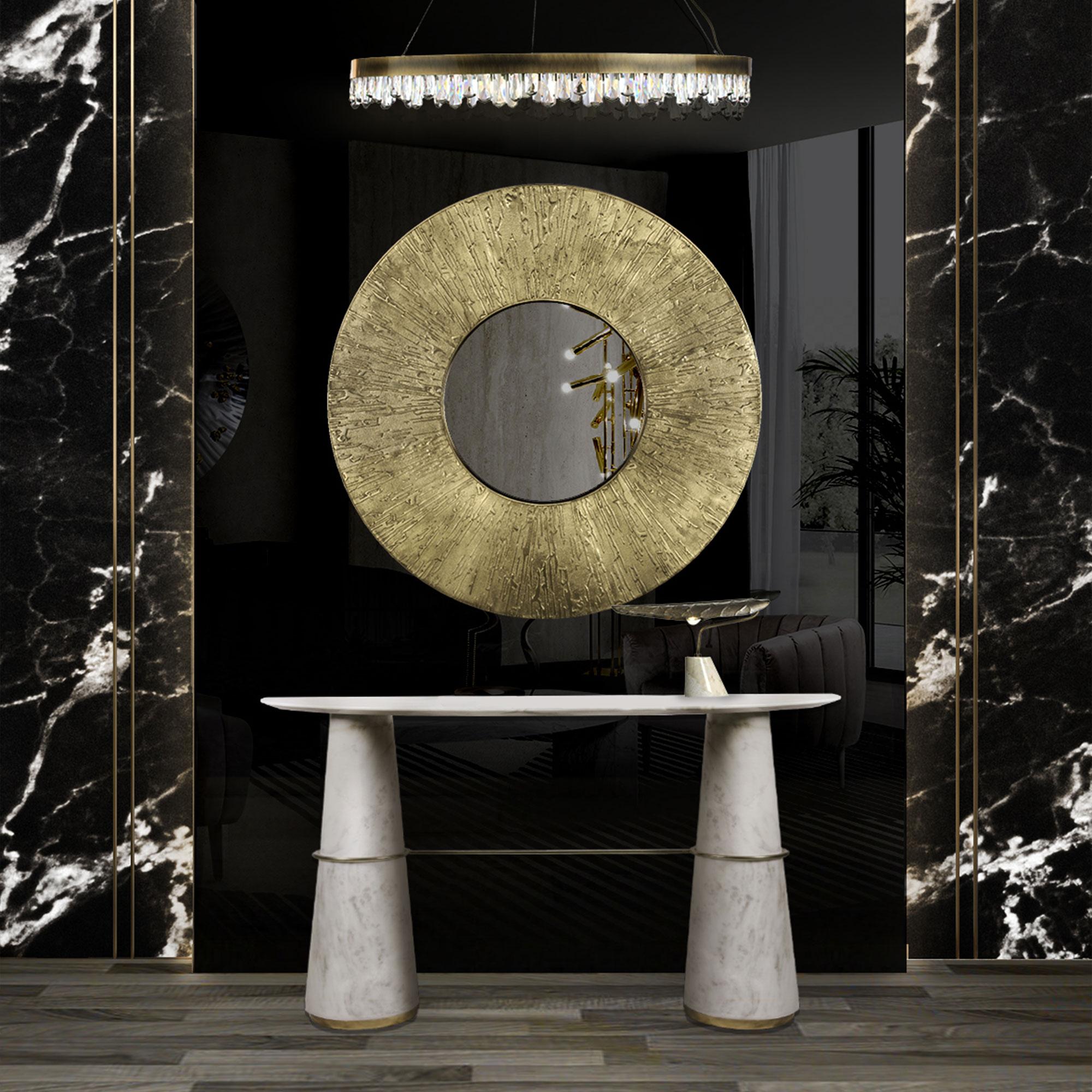 Miroir d'Accent Rond en Laiton
