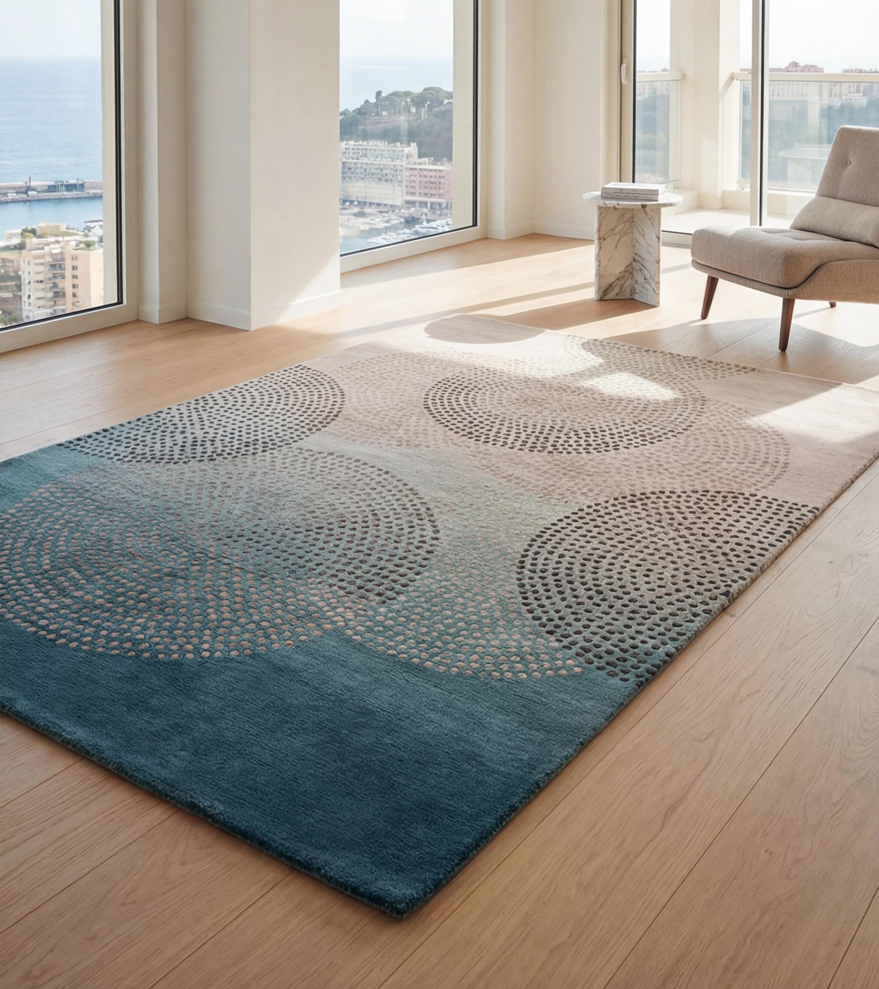 Tapis fait main Misty Circles