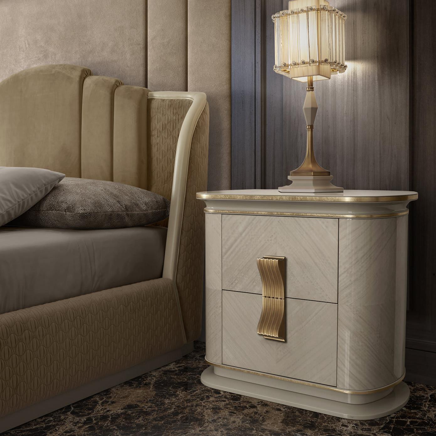Table De Chevet Blanche / Or Dilan