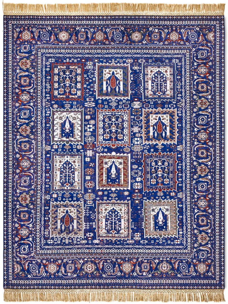 Tapis fait main de luxe Mughal Bleu | Taille: 183 x 274 cm