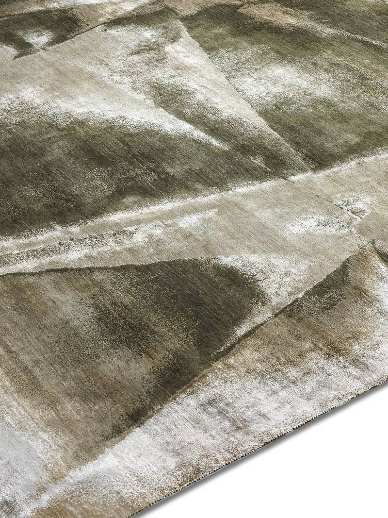 Tapis noué main Olive