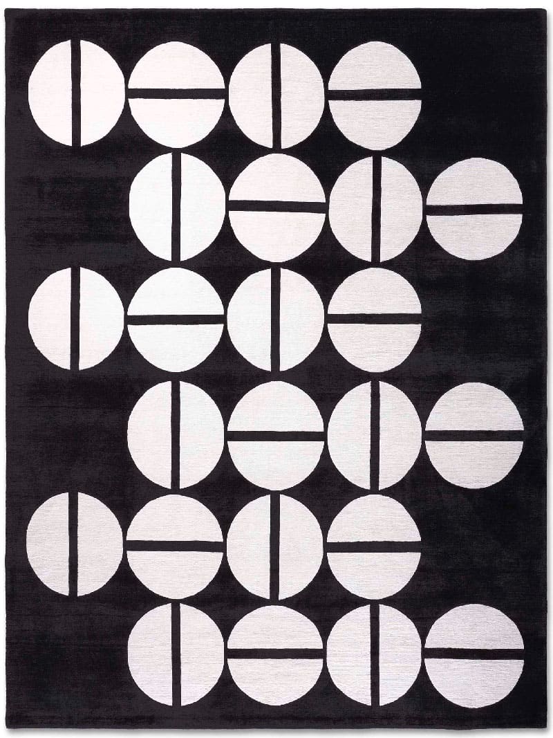 Tapis Cercle No. 03 Blanc sur Noir
