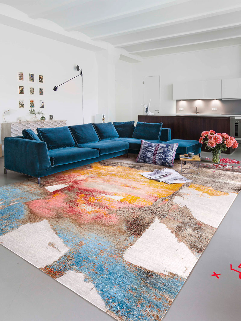 Tapis Arizona No. 01 Original sur Gris Clair | Taille: 183 x 274 cm
