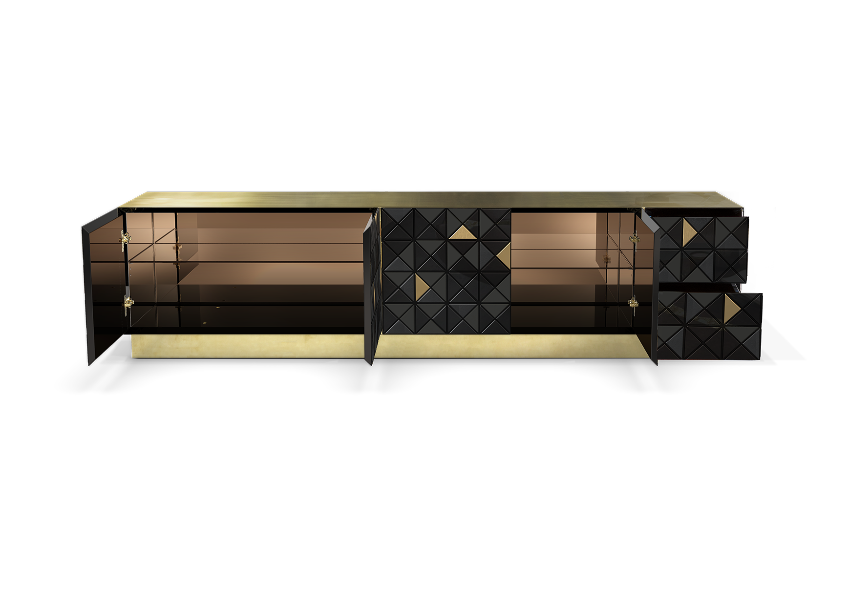 Meuble TV Noir & Or Mosaic