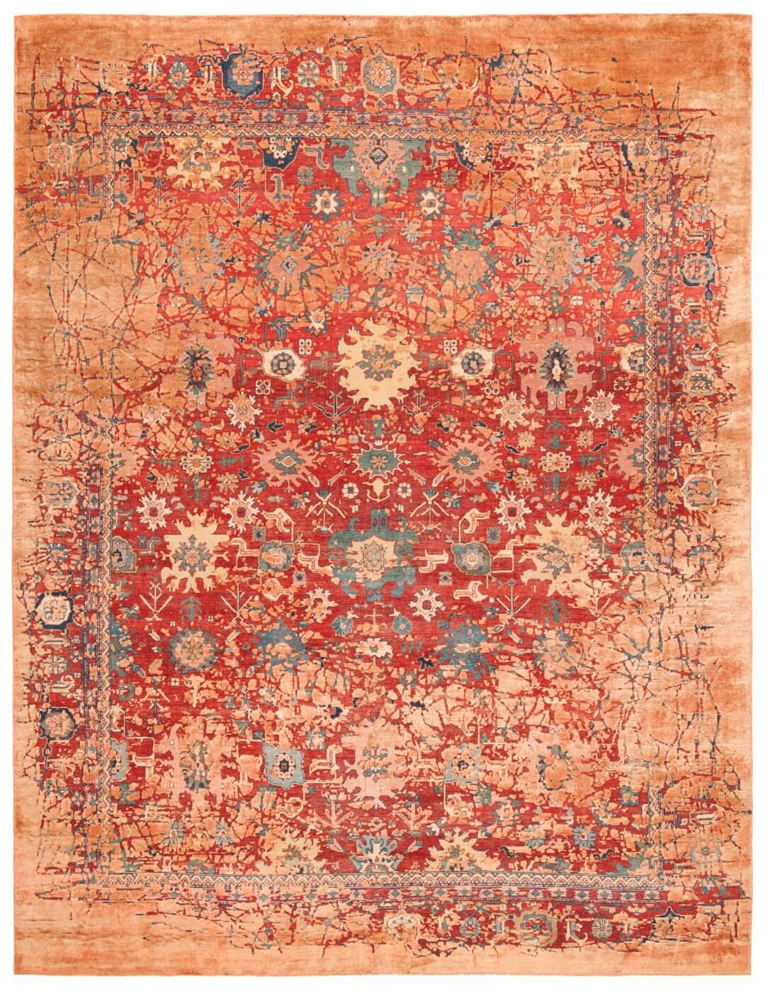 Tapis Bidjar Kingscross Pleasure Rouge Orange Soie
