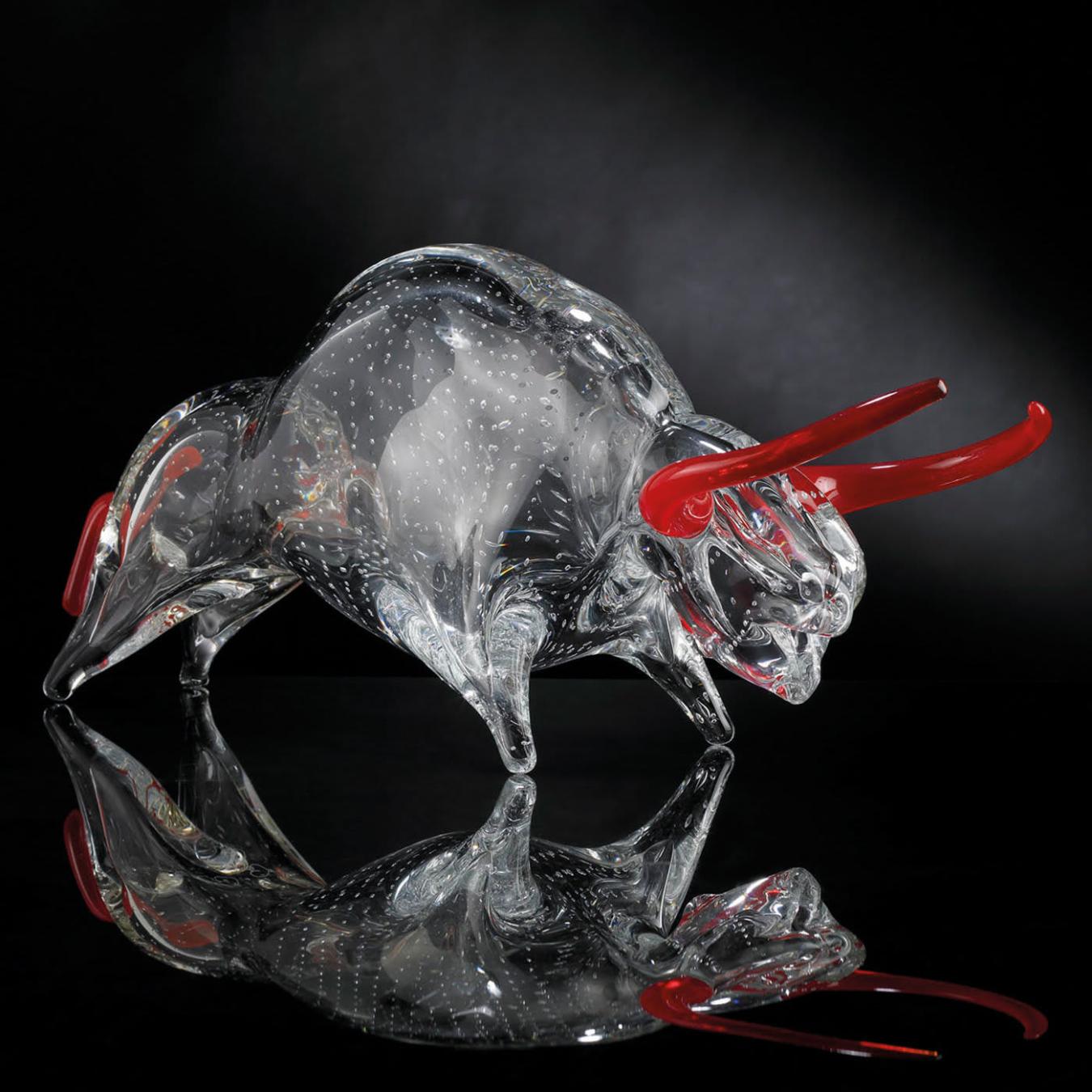 Figurine taureau en verre