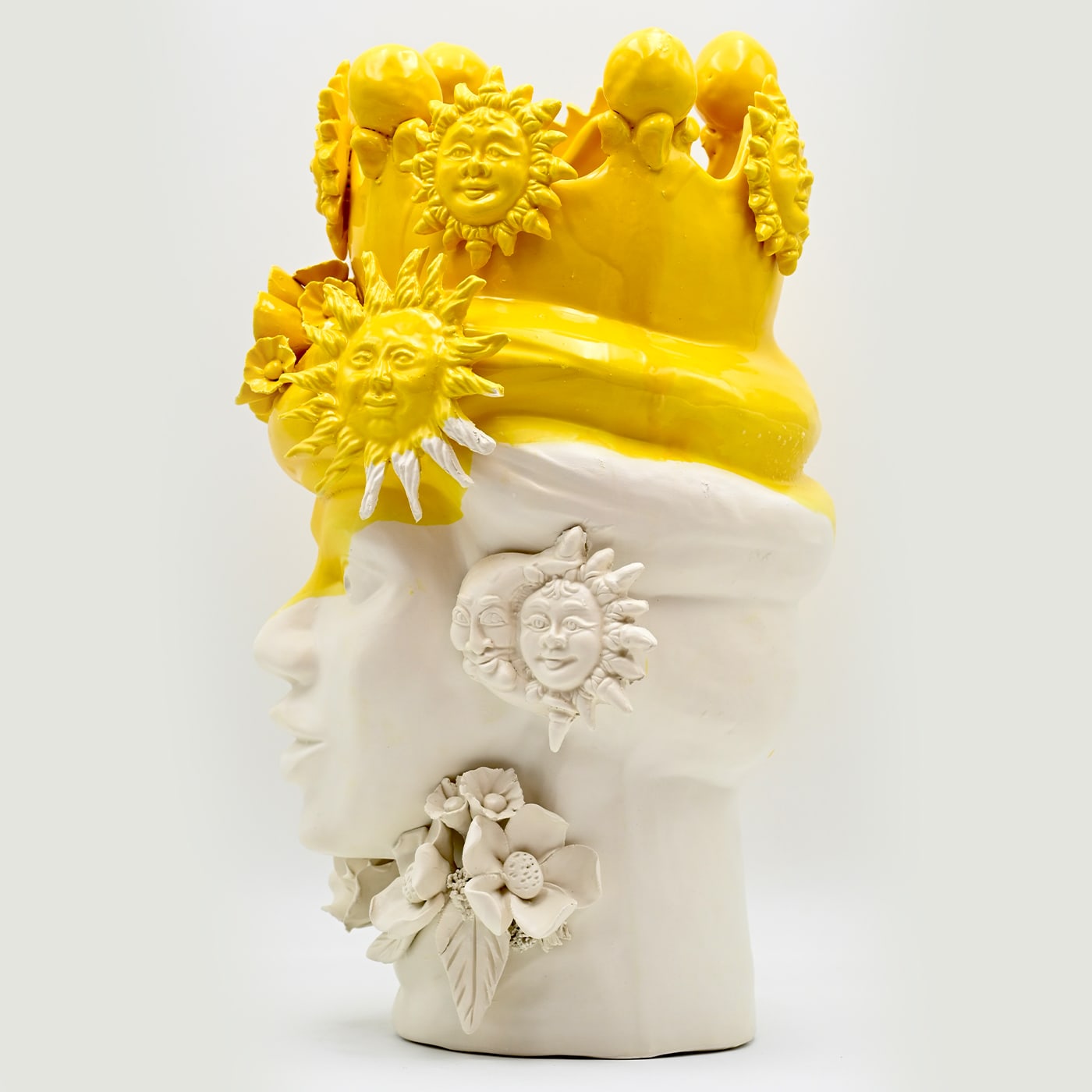 Sculpture Tête De Maure Or Et Blanc Artisanale