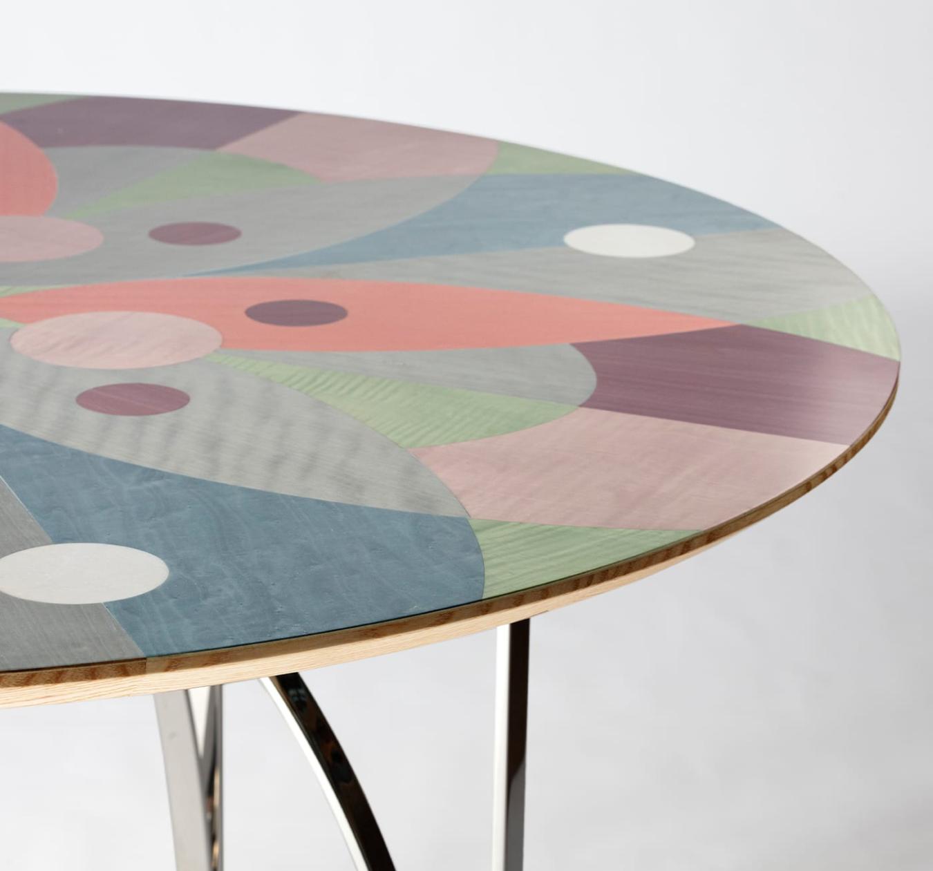 Table de Salle à Manger Plaquée Multicolore