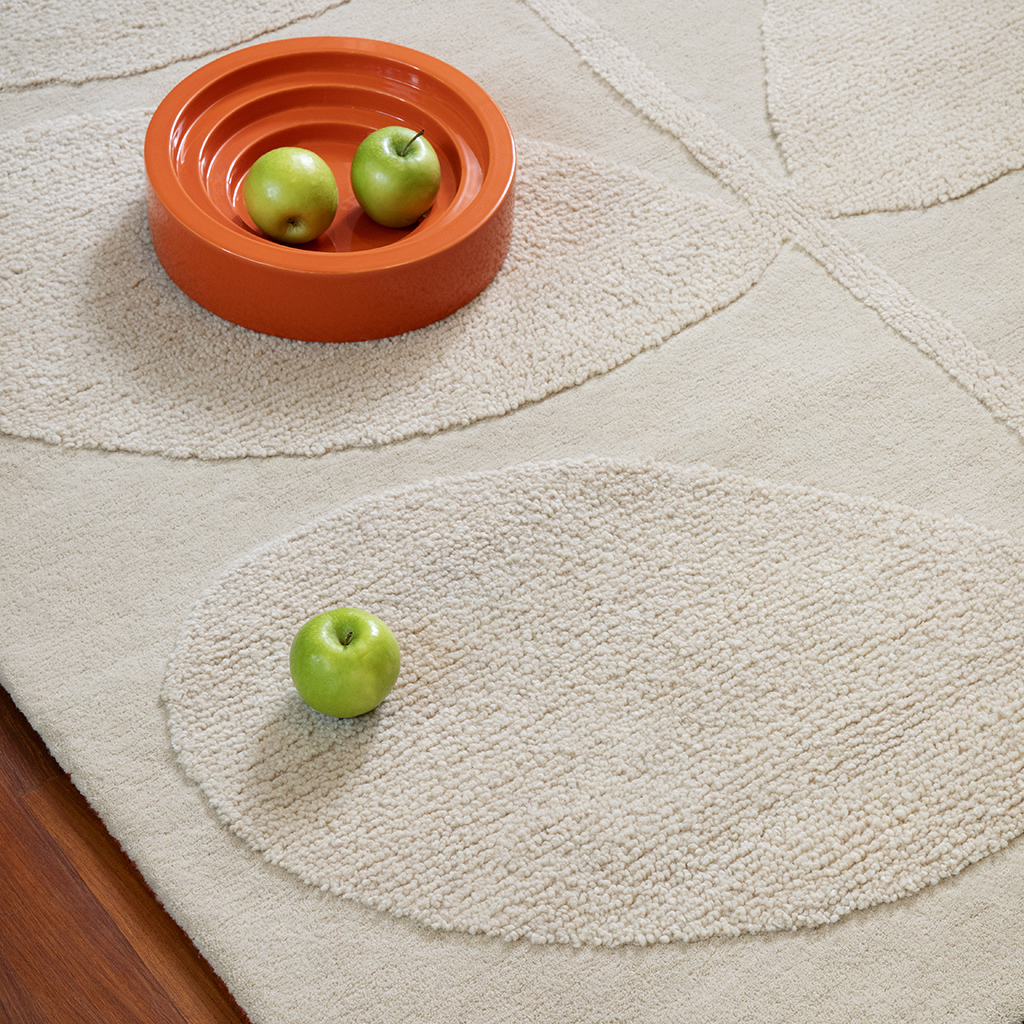 Tapis design en laine Solid Stem Écru 158309