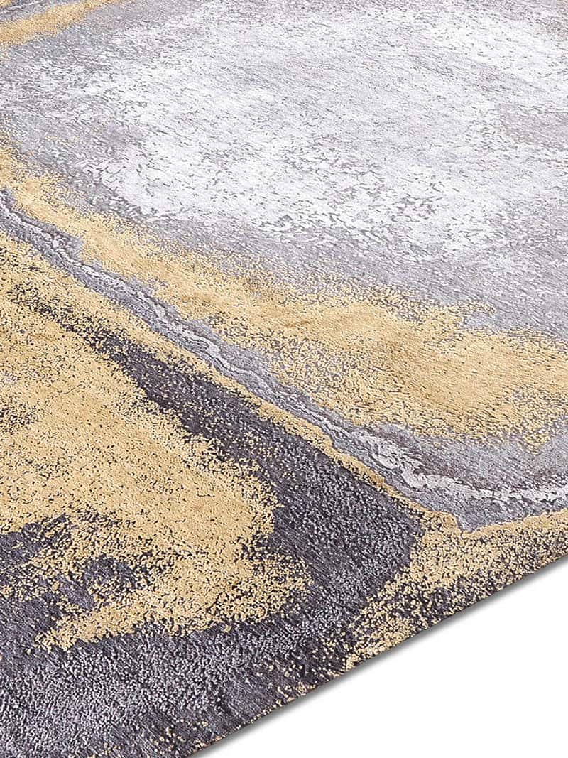 Tapis tissé main Gold sur Gris