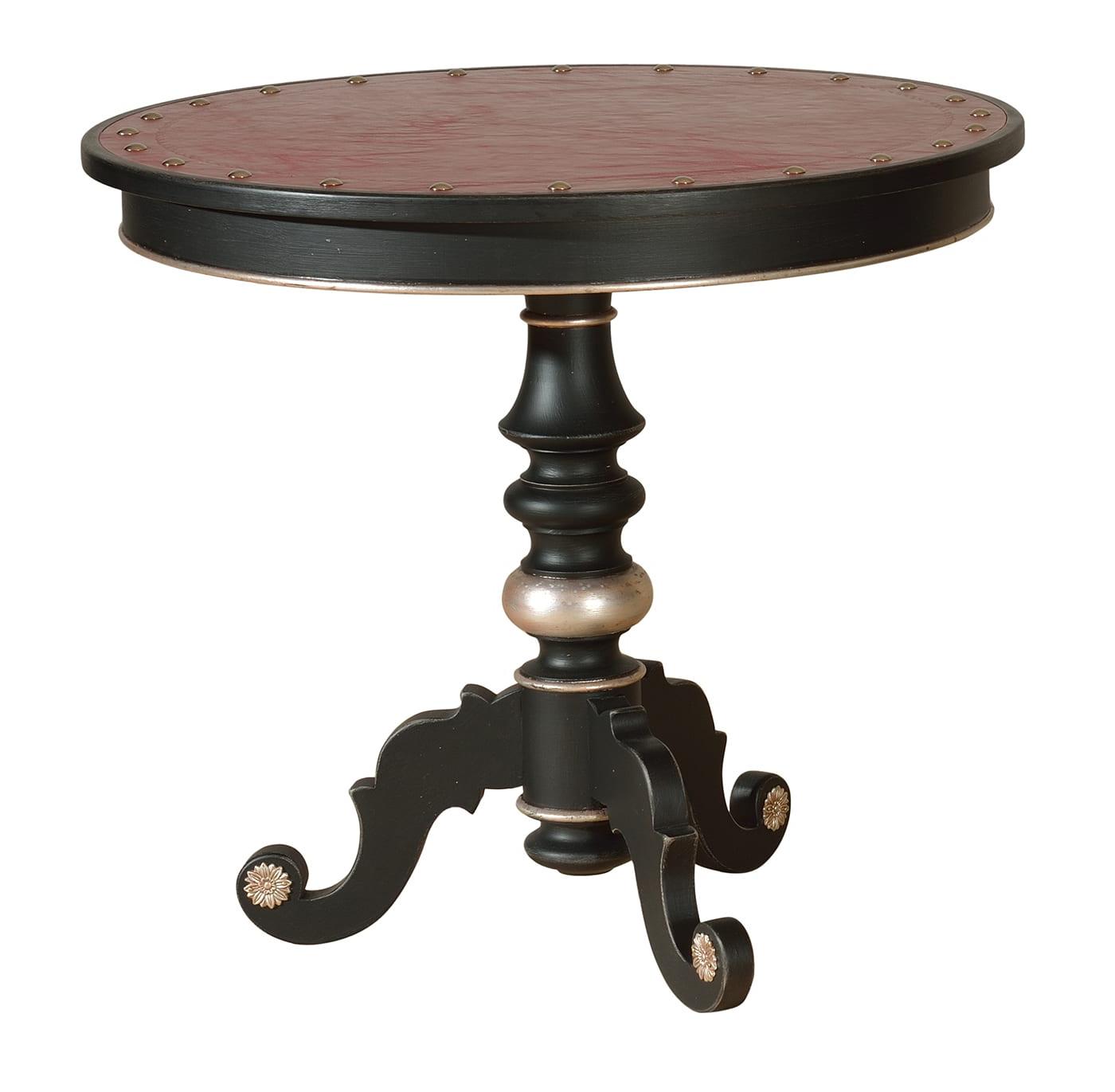 Table d'appoint classique à piédestal avec plateau en cuir