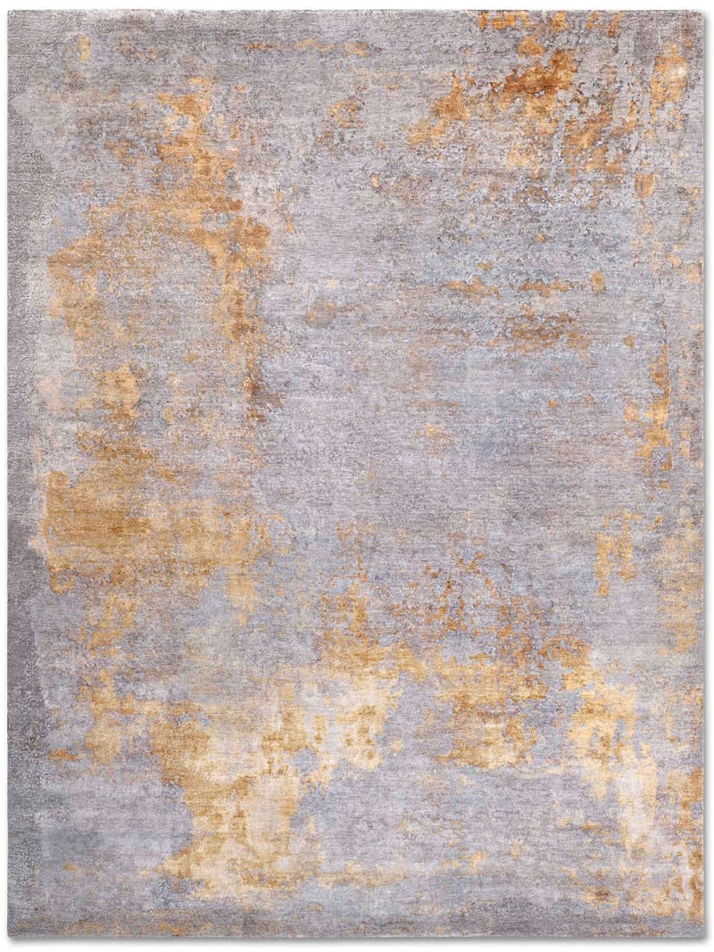 Tapis noué main de luxe Stéréo Gris / Doré