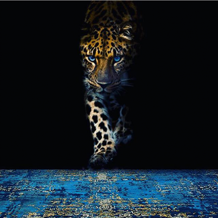Tapis de luxe Abstract Blue Gold | Taille: 170 x 240 cm