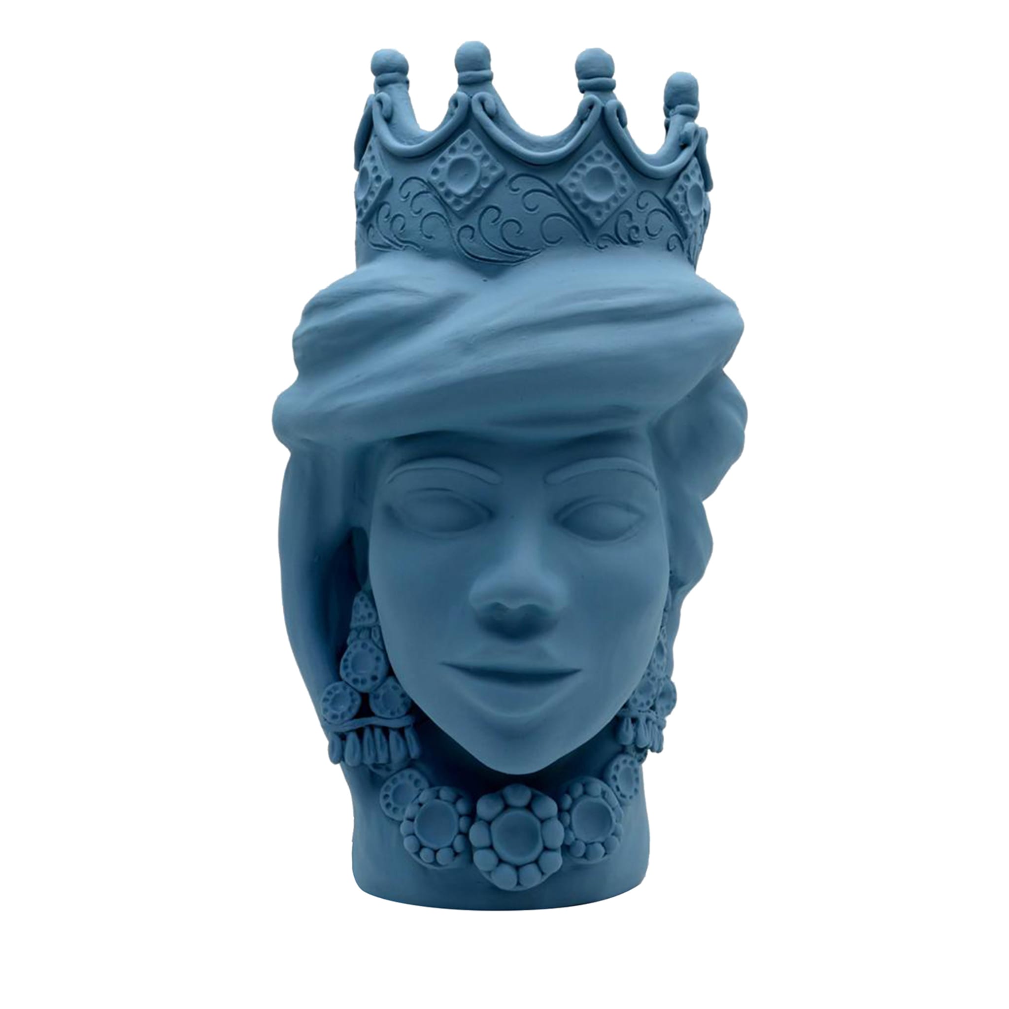 Sculpture Tête De Maure Bleu Mat