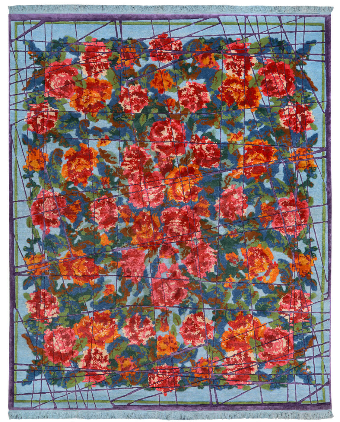 Tapis Sofianka Allover Enveloppé Bleu Clair Violet