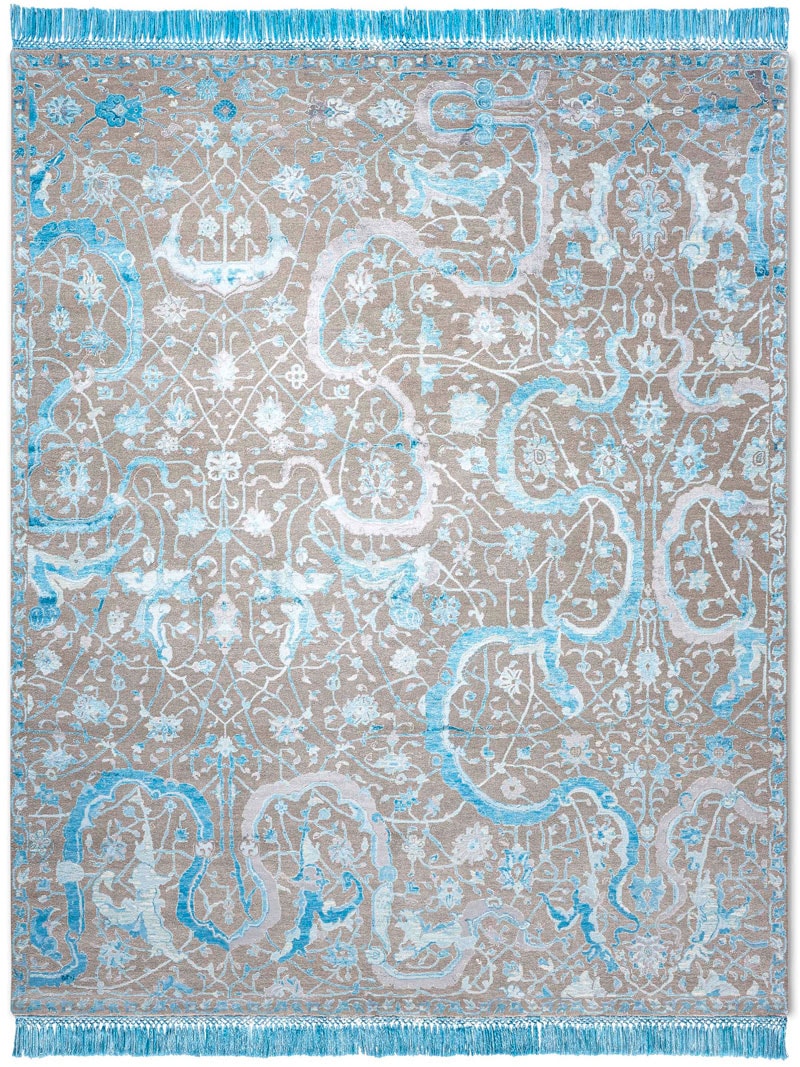 Tapis de luxe Tabriz Bleu | Taille: 183 x 274 cm