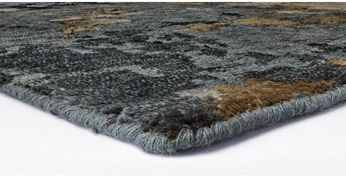 Tapis Abstrait Charbon / Bleu / Or