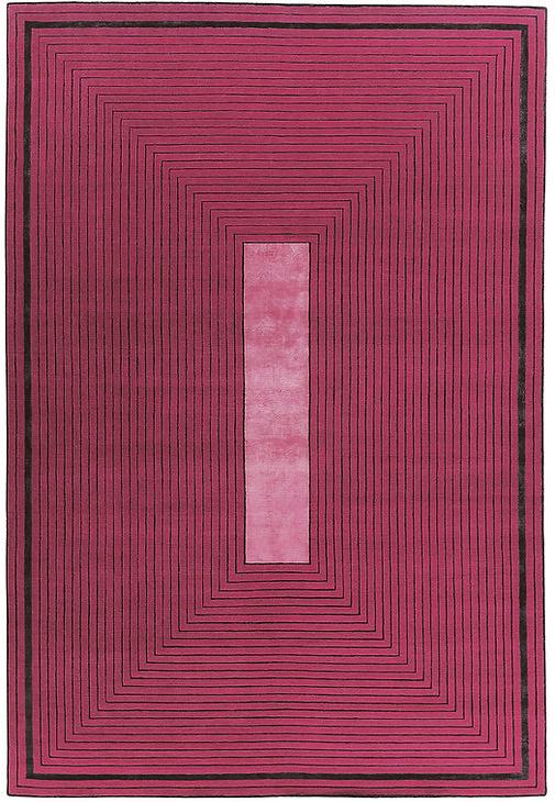 Tapis à Cadre Rouge en Laine & Viscose