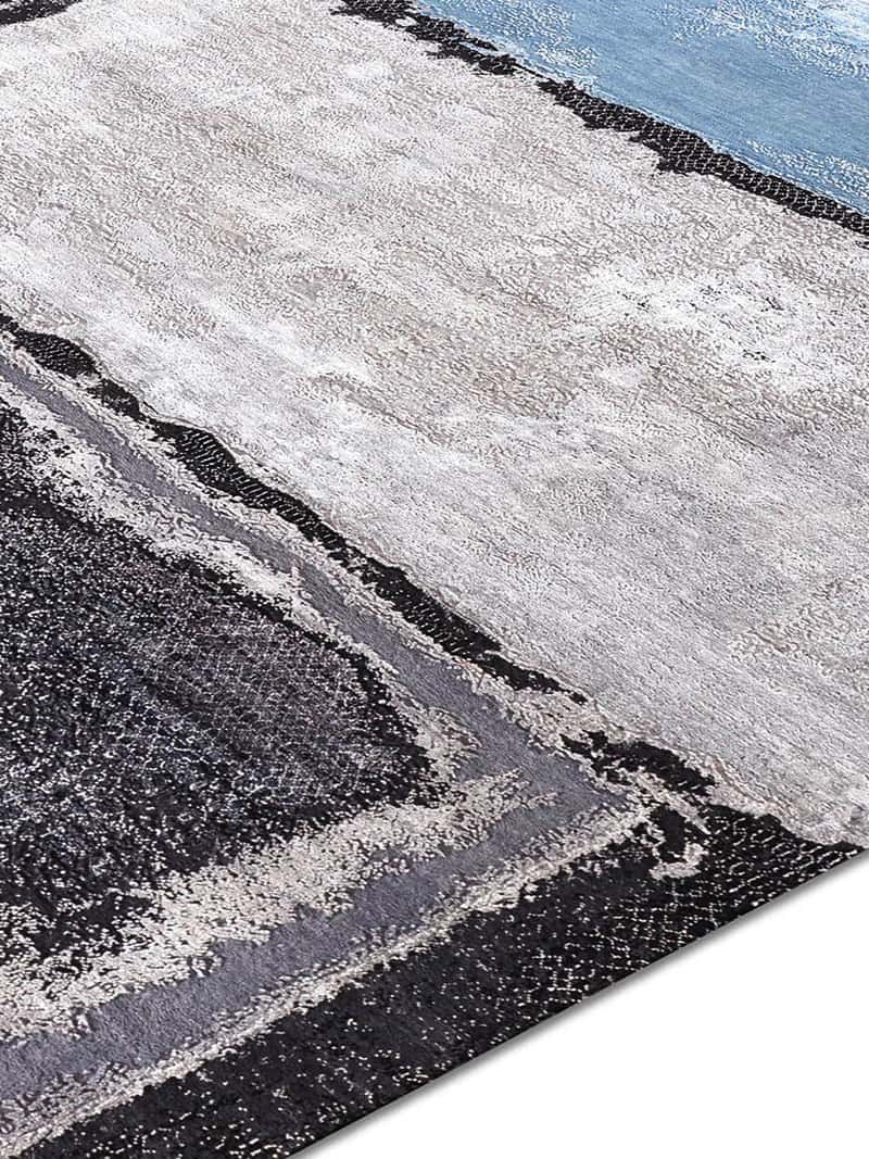 Tapis tissé main Bleu Clair Argenté