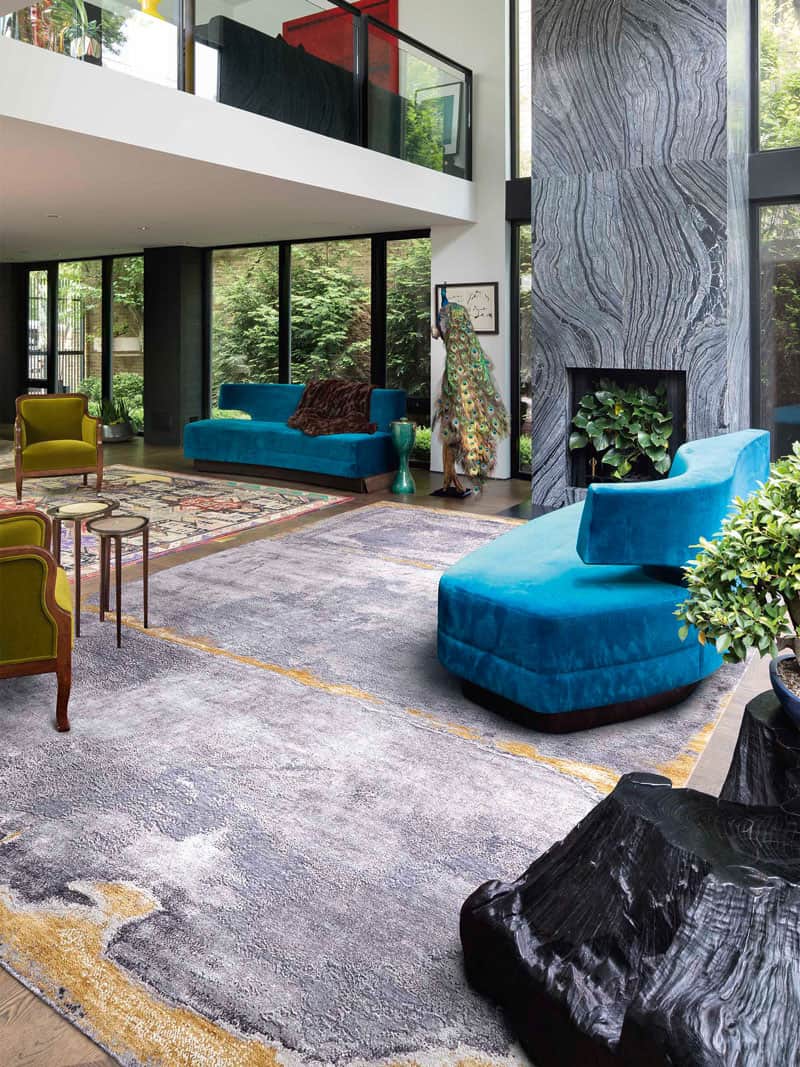Tapis fait main de luxe Argent