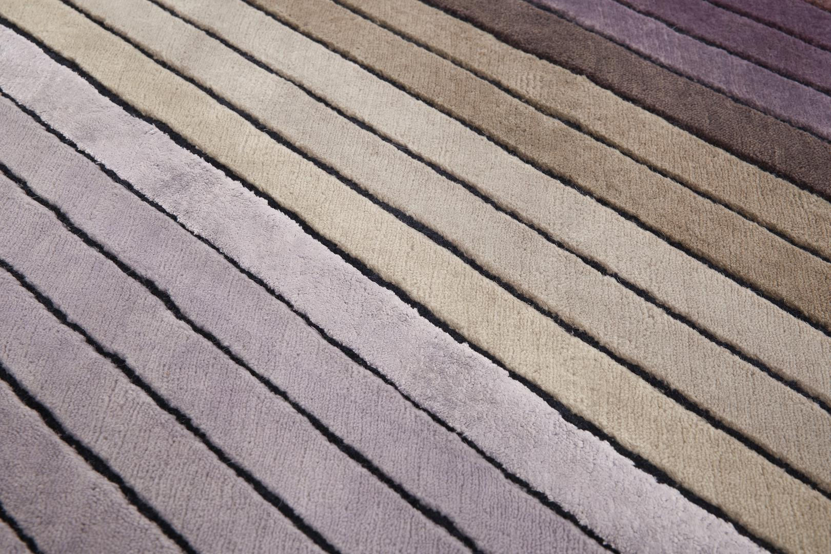 Tapis Géométrique en Laine et Viscose Noué à la Main