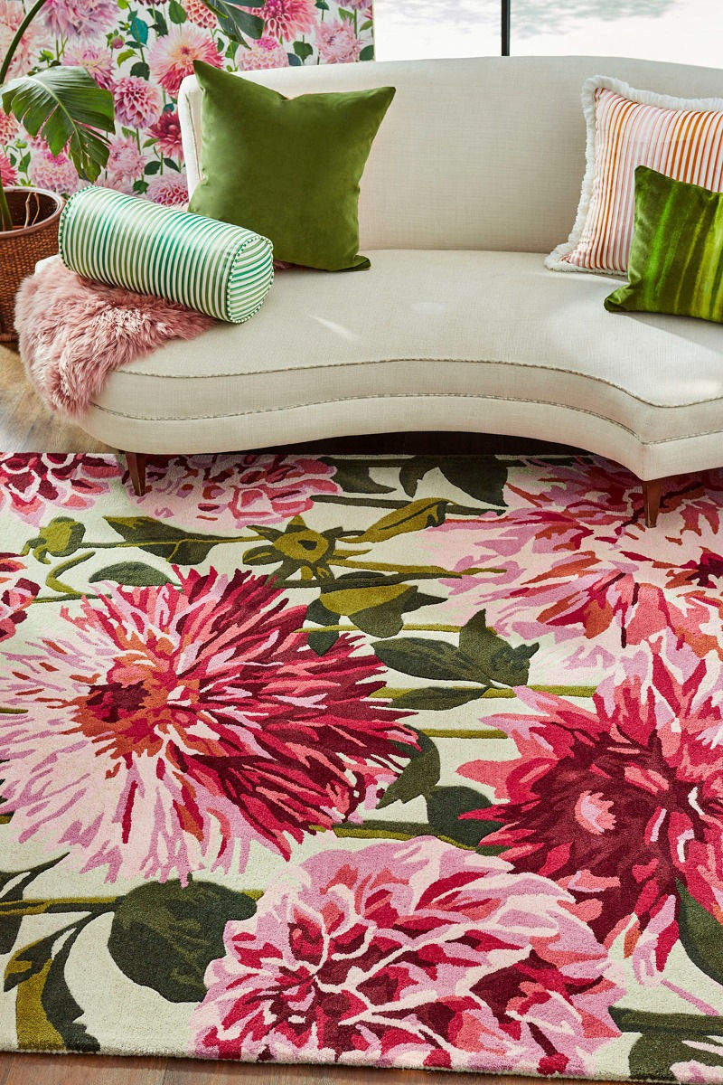Tapis Dahlia Fuchsia / Palmier