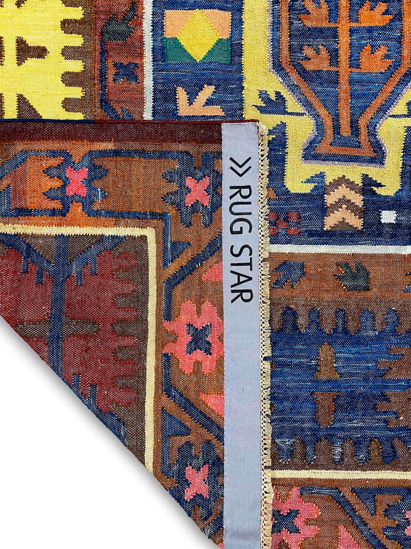 Tapis de luxe fait main Tissage Plat Bleu / Rouge | Taille: 140 x 210 cm