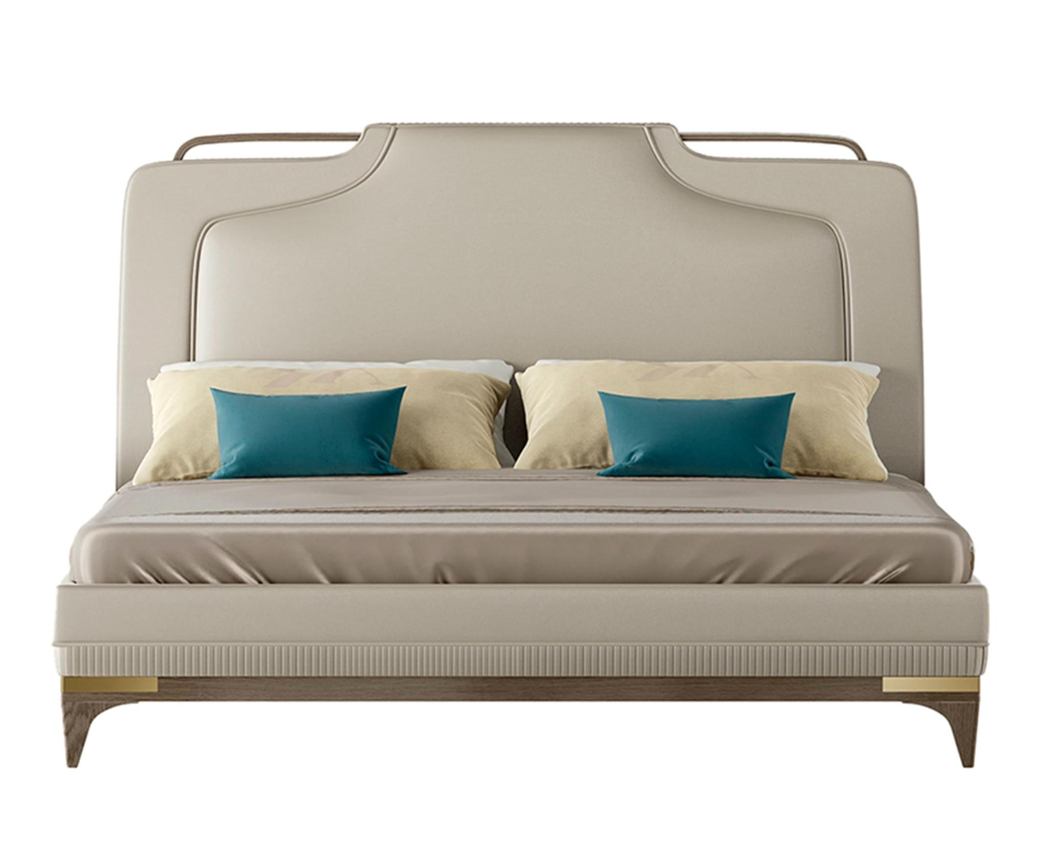 Lit En Cuir Beige | Taille de matelas: 200 x 200 cm