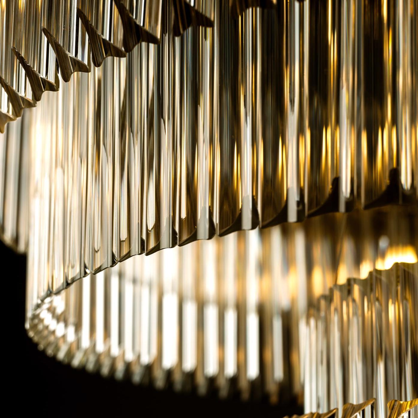 Lustre Rond en Nickel Poli avec Verre Triedro