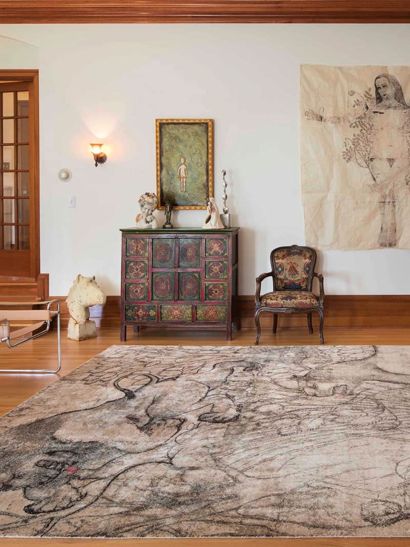 Tapis tissé main Deux Lions