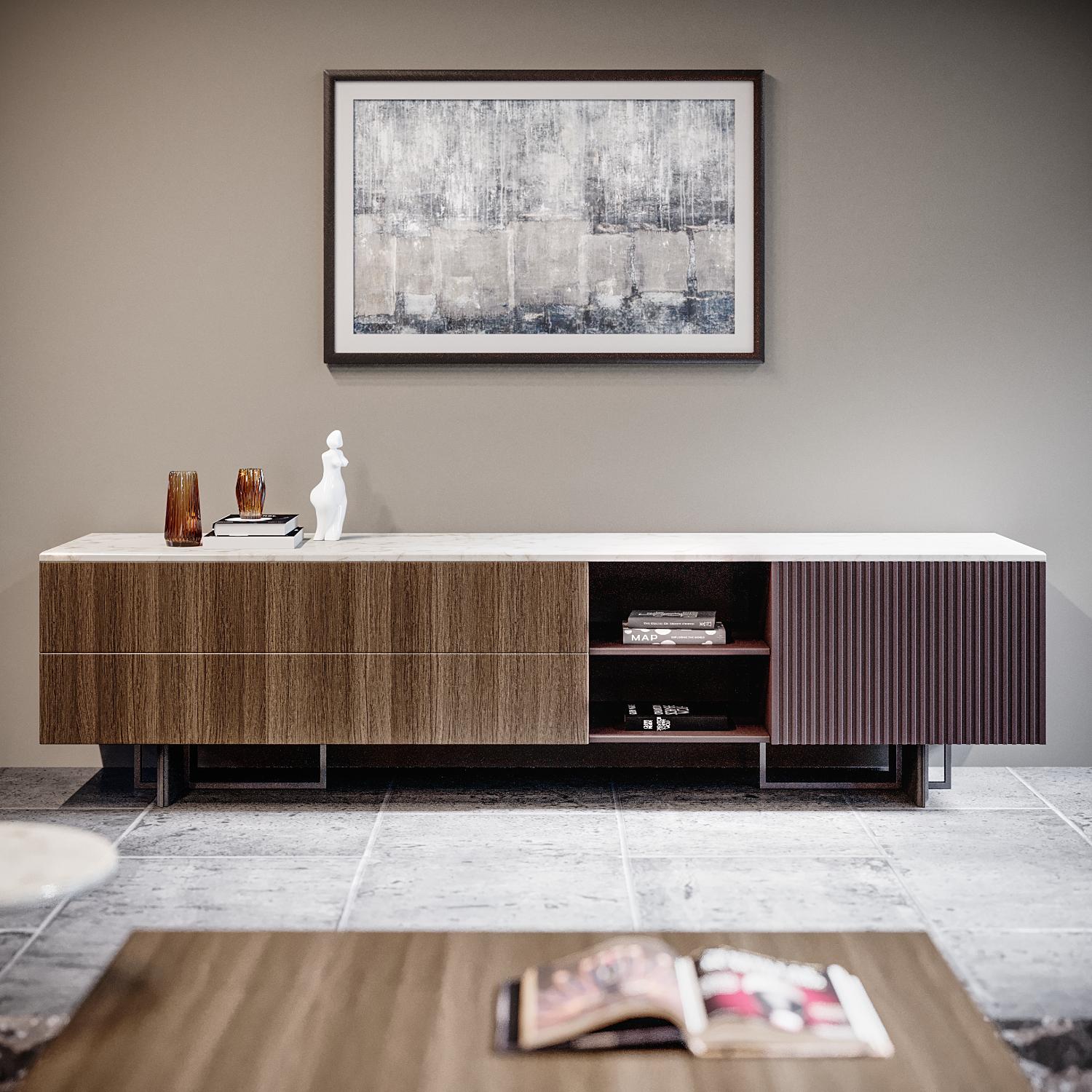 Petit buffet bas en marbre Kate