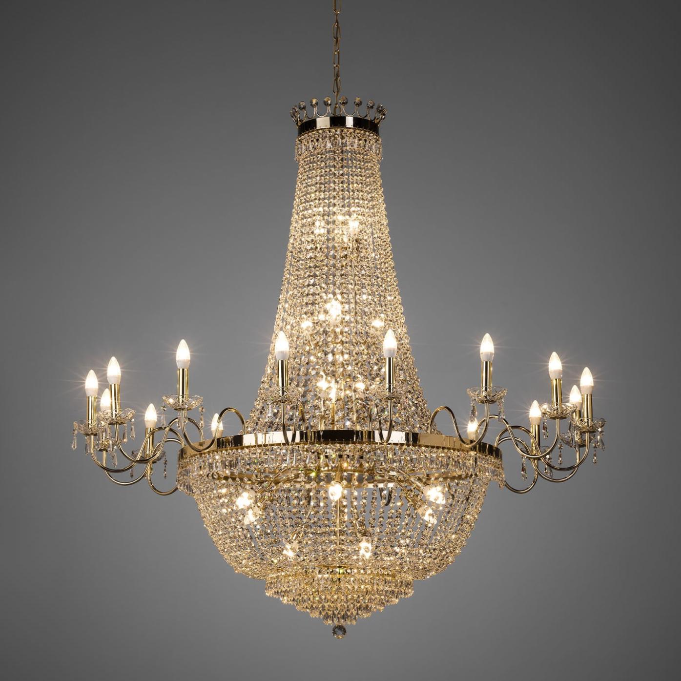 Lustre de Luxe en Cristal Finition Or Doux