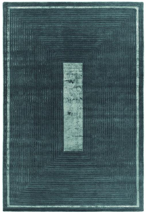 Tapis à Cadre Vert en Laine & Viscose