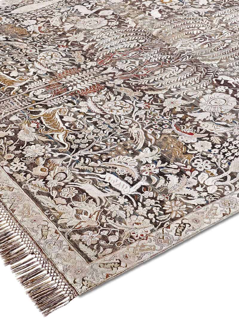 Tapis de luxe fait main Or / Gris