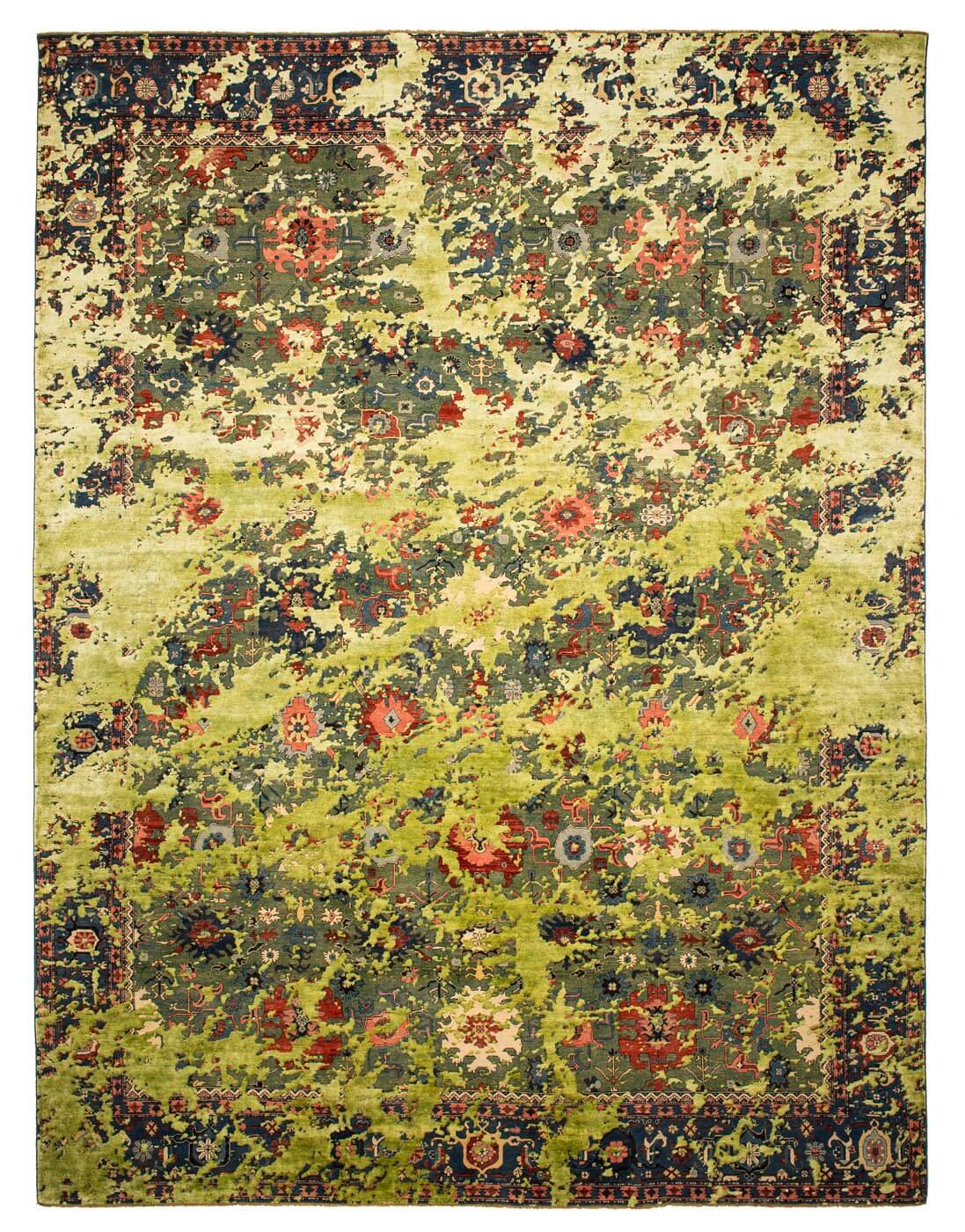 Tapis Bidjar Kingscross Double Ciel Vert Vert Clair Soie