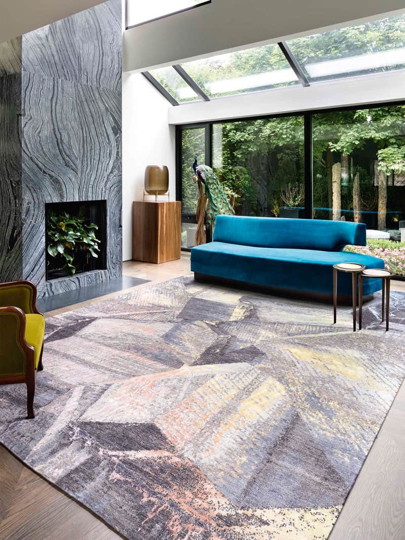 Tapis Brutalisme Soleil Pastel sur Gris Clair