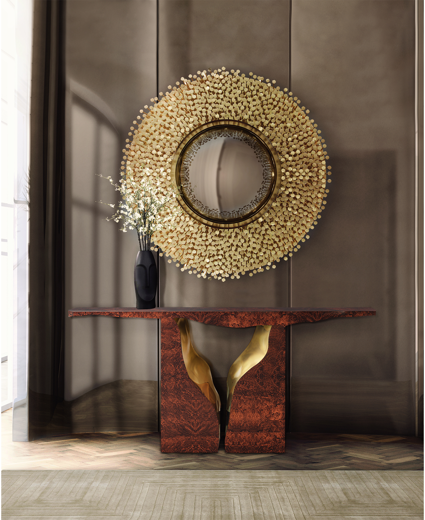 Console en Noyer Fissure