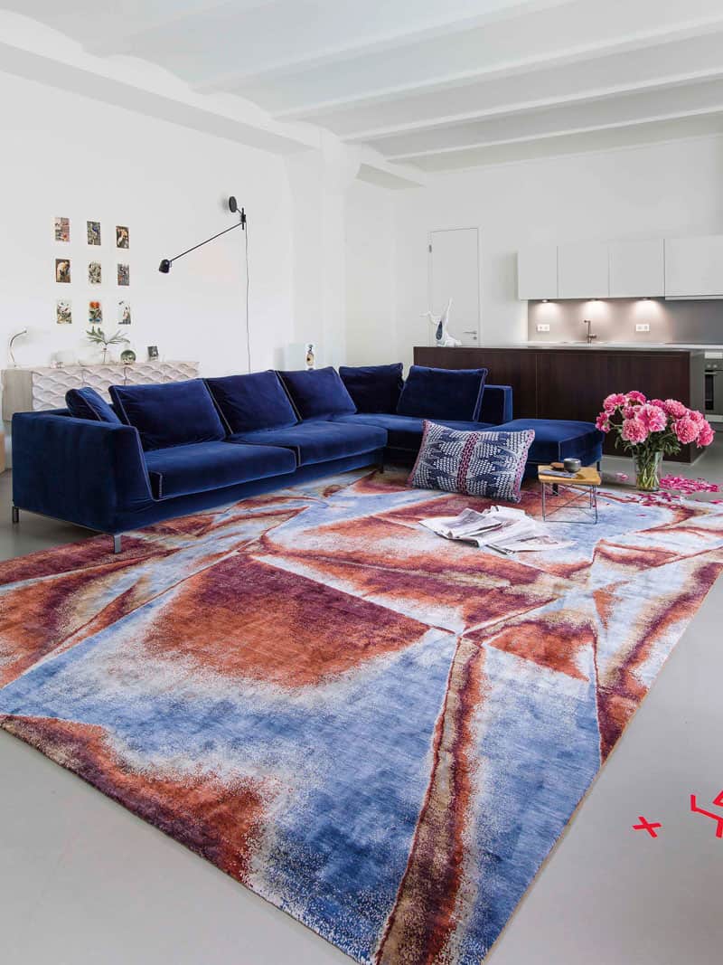 Tapis noué main Multicolore
